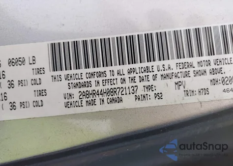 2008 Chrysler Town & Country Lx from USA, damaged, VIN 2A8HR44H08R721137